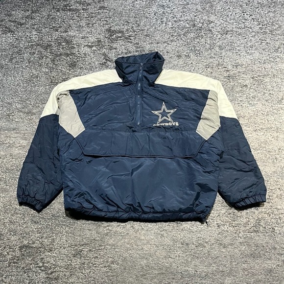 NFL Other - Vintage Dallas Cowboys Hooded Puffer‎ Jacket Mens XL Blue NFL Embroidered 90s